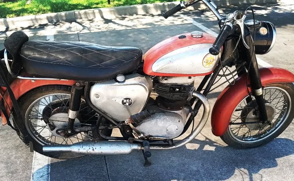 BSA Motorcycle before restoration - weathered condition